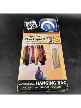 Space Bag Vacuum Seal Hanging Garment Bag Suit Size Closet Storage 1ct Airtight